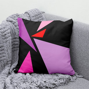 Cojín Decorativo Moderno Abstracto Simple Geométrico Rojo Rosa Negr