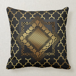 Cojín Decorativo Moderno Art Deco Golden Black Gold Geométrico