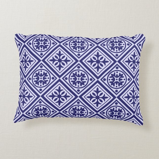 Cojín decorativo Moderno Azul Y Blanco (Reverso)