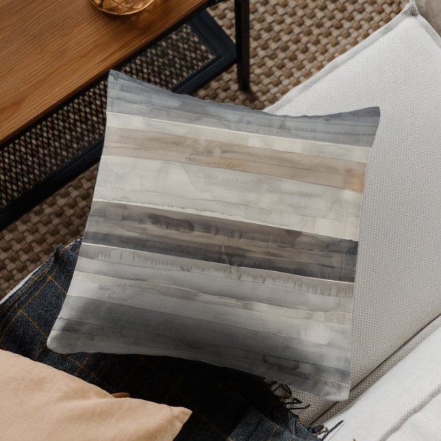Cojín Decorativo Moderno beige gris neutro a rayas (Subido por el creador)