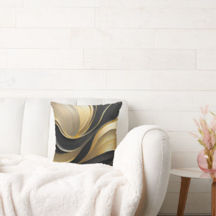 Cojín Decorativo Moderno Black and Gold Abstract Luxury -