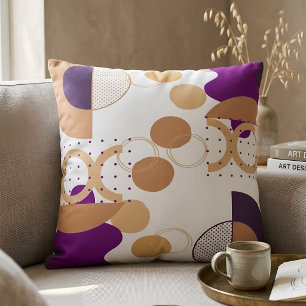 Cojín Decorativo Moderno Boho Abstracto Geométrico Púrpura y Ocre