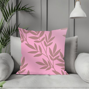 Cojín Decorativo Moderno Boho Elegante Patrón de hojas malvas rosa