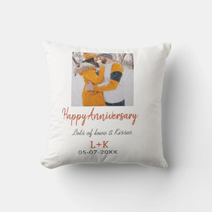 Cojín Decorativo Moderno boho feliz aniversario agregar nombre fech