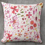 Cojín decorativo moderno Boho Wild Flower Watercol<br><div class="desc">Flor silvestre brillante y alegre de acuarela y deja la pintura de un jardín demasiado grande en rojo,  rosa,  morado y amarillo sobre un fondo blanco. Arte original de Nic Squirrell. Perfecto para jardineros,  amantes de la naturaleza,  artistas y floristas.</div>