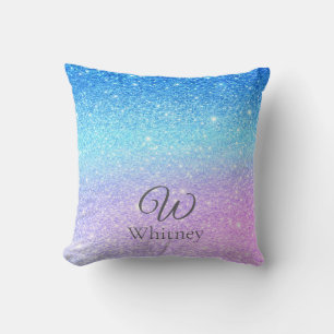 Cojín Decorativo Moderno brillo azul ombre púrpura chic