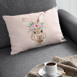 Cojín Decorativo Moderno Bunny De Color Rosa Pastel Con Flores