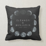Cojín Decorativo Moderno color de agua negro Moon Phases Boda Perso<br><div class="desc">Fases de la luna de color negro moderno Personalizado Boda celeste Cojín decorativo</div>