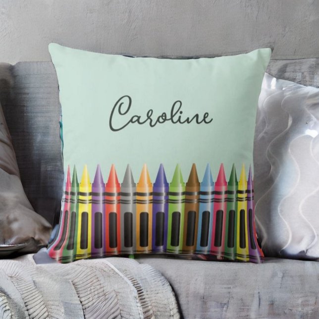Cojín Decorativo Moderno Crayon Kids Dormitorio Green Black Script (Subido por el creador)