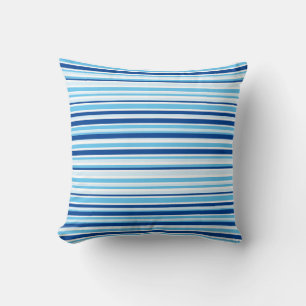 Cojín decorativo moderno de bandas azul monocromo