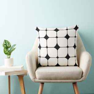 Cojín Decorativo Moderno de mediados de siglo Geométrico Blanco Neg