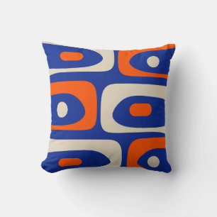 Cojín Decorativo Moderno de mediados de siglo Patrón Piquet Azul y