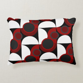 Cojín Decorativo Moderno de mediados de siglo rojo, negro y gris