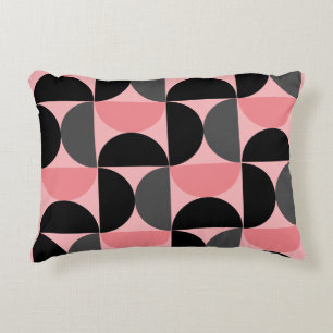 Cojín Decorativo Moderno de mediados de siglo rosa negro y gris
