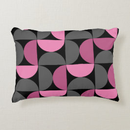 Cojín Decorativo Moderno de mediados de siglo rosa, negro y gris  