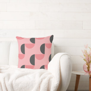 Cojín Decorativo Moderno de mediados de siglo rosa y gris