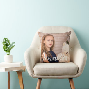 Cojín decorativo moderno de nombre de foto Persona
