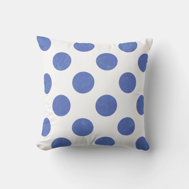 Cojín decorativo moderno de punto de polka azul gr (Anverso)