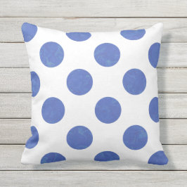 Cojín decorativo moderno de punto de polka azul gr