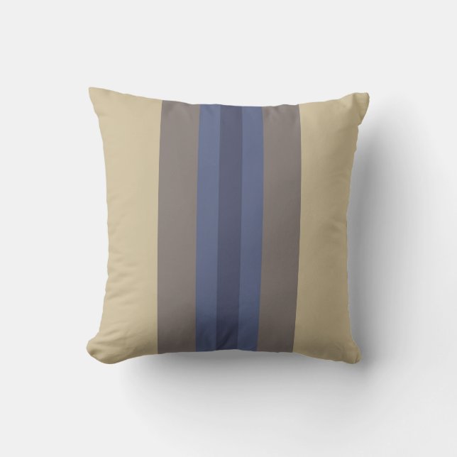 Cojín decorativo moderno de rayas beiges azules (Anverso)