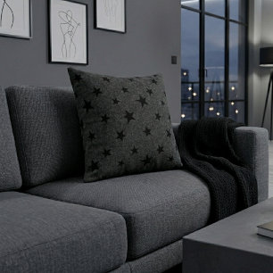 Cojín Decorativo Moderno Elegante Chic Patrón de Estrella Negra