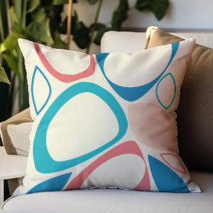 Cojín Decorativo Moderno Estilo Azul Melocotón Cian Patrón Abstract