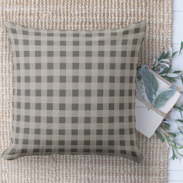 Cojín Decorativo Moderno Farmhouse Brown y Tan Gingham Plaid