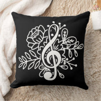 Moderno Floral Treble Clef Black Music Avers