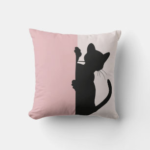 Cojín Decorativo Moderno Gato de Peeking Minimal Rosa