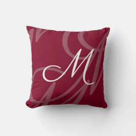 Cojín Decorativo Moderno guión elegante monograma rojo burdeos