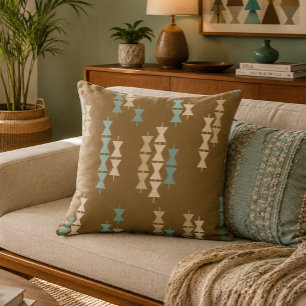 Cojín Decorativo Moderno Hawaiano Geométrico Pewa de Mitad de Siglo