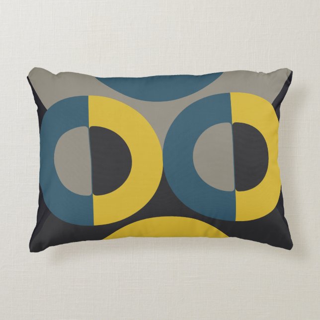 Cojín Decorativo Moderno Mid Century Blue amarillo Gunmetal T (Anverso)