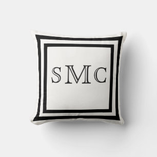 Cojín Decorativo Moderno MONOGRAM Guión elegante blanco negro