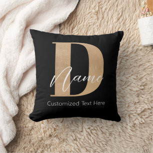 Cojín Decorativo Moderno Monogramado Inicial D & Name Personalizado