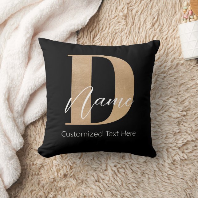 Cojín Decorativo Moderno Monogramado Inicial D & Name Personalizado (Manta)