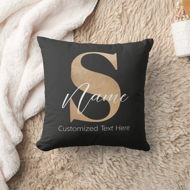 Cojín Decorativo Moderno Monogramado inicial S & Name personalizado (Manta)