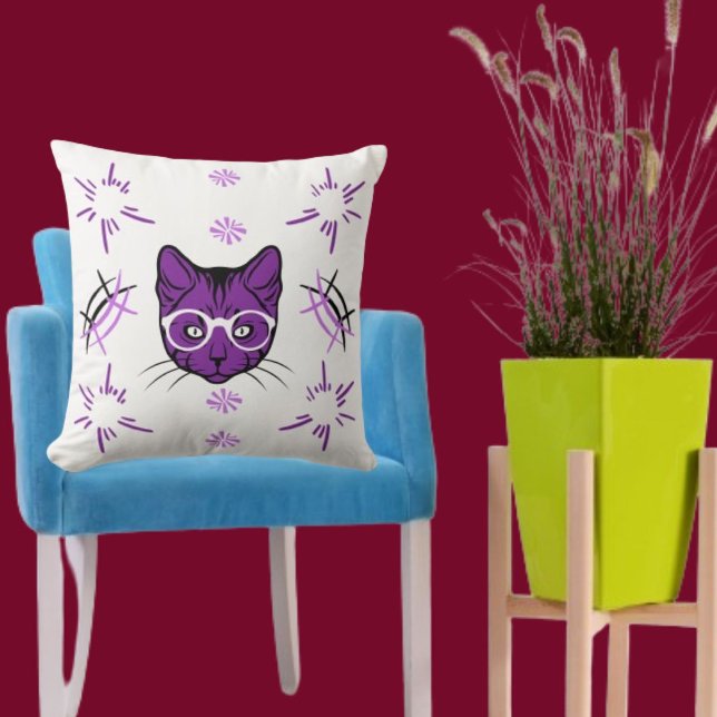 Cojín decorativo Moderno Morado De Gato mascota Bl (Subido por el creador)