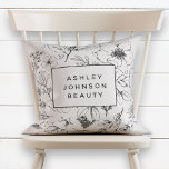 Cojín Decorativo Moderno negocio floral botánico rosa Rubor<br><div class="desc">Estaba pensando en cómo podría llevar mi mejor diseño de tarjetas de visita a otros productos, y pensé que sería magnífico en una almohada. Este es el resultado :) Puedo verlo en un salón en la sala de espera, ¡y creo que es tan lindo! Este diseño botánico moderno y rosa...</div>