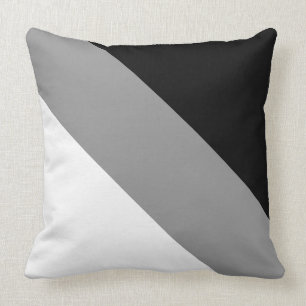 Cojín Decorativo Moderno negro gris y blanco rayado diagonal