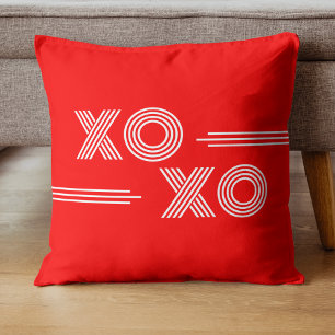 Cojín Decorativo Moderno Neon Red y Blanco XOXO Valentine