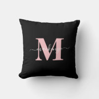 Moderno nombre monograma negro y rosa elegante