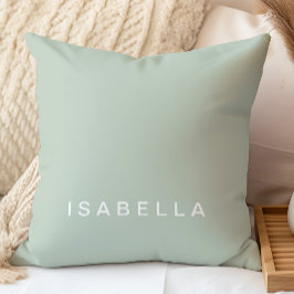 Cojín Decorativo Moderno nombre personalizado verde de sabio mínimo