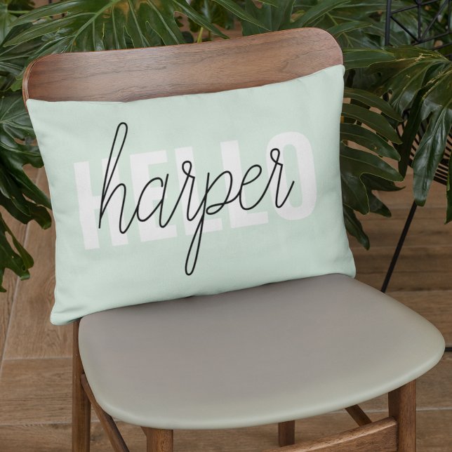 Cojín Decorativo Moderno Pastel Mint Hello Y You Name (Subido por el creador)