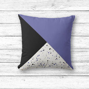 Cojín Decorativo Moderno Periwinkle Black Terrazzo
