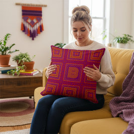 Cojín Decorativo Moderno Personalizado Boho Monograma Geométrico