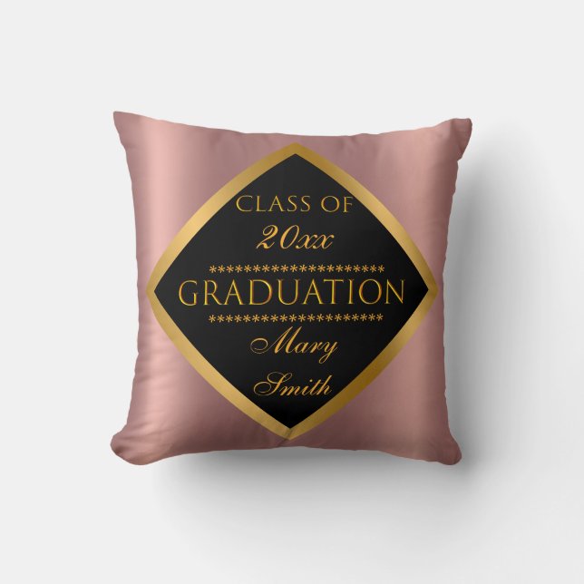 Cojín Decorativo Moderno Personalizar simple dorado rosado (Anverso)