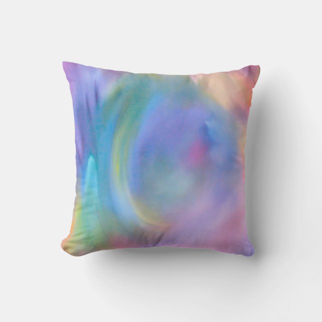 Cojín Decorativo Moderno Resumen Art Pastel Acuarela Arcoiris (Anverso)