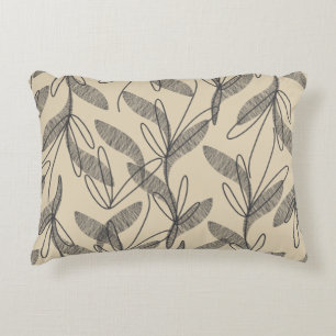 Cojín Decorativo Moderno Retro Botánico Gris Beige de Mitad de Sigl