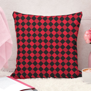 Cojín Decorativo moderno rojo y negro Patrón geométrico abstracto