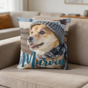 Cojín Decorativo Moderno Rústico Simple Foto de Mascota Personaliza